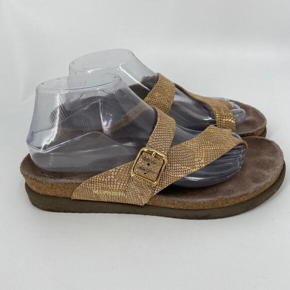 Mephisto Helen Thong Sandal Size 9.5 Leather Cork Gold Metallic Snake Size EU 40 - Picture 10 of 10